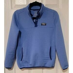 L.L Bean Airlight Knit Pullover Sweatshirt Womens XS Blue Snap T Outdoors